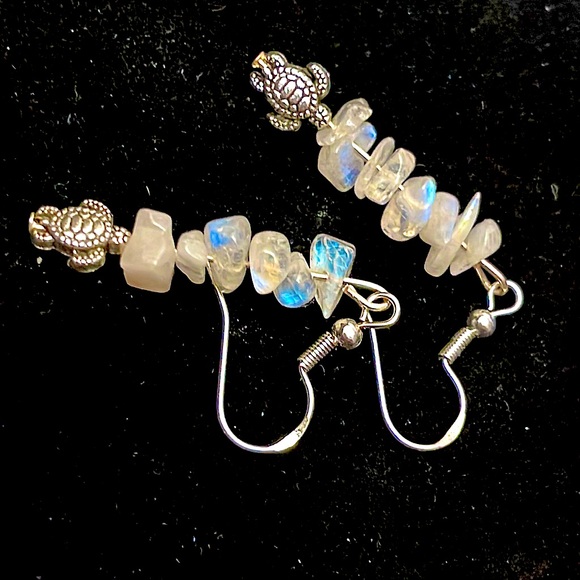 (2 for $20) Dainty Sterling Silver & Genuine Rainbow Moonstone earrings - Picture 1 of 15